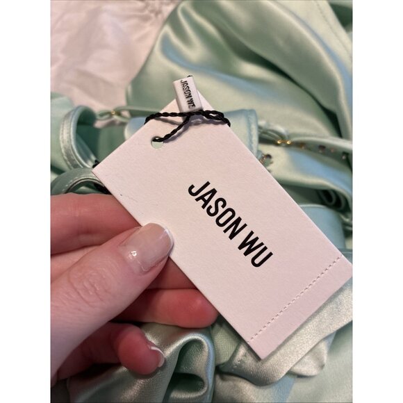 Jason Wu New Authentic Solid Mint Green Tank Satin Formal Long Slip Gown Dress - Picture 6 of 10